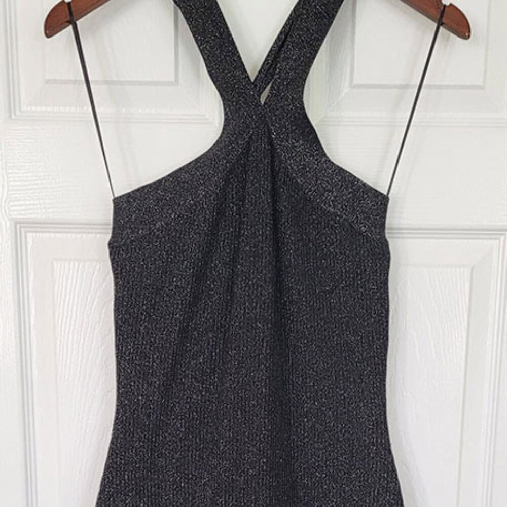 Black Cocktail Dress with Silver Threading